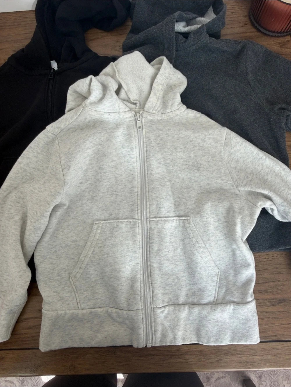 Old Navy Kids Zip-Up Hoodies - Light Gray, Charcoal & Black